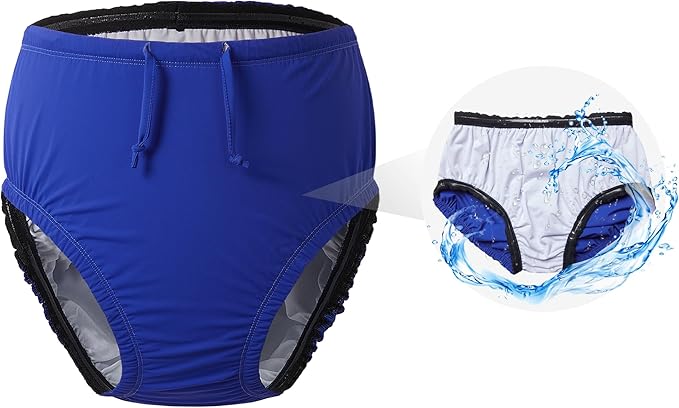 3T to Youth Reusable Swim Diaper Washable Incontinence Underwear for Special Needs Kids Waterproof Covers（Blue，14-16）