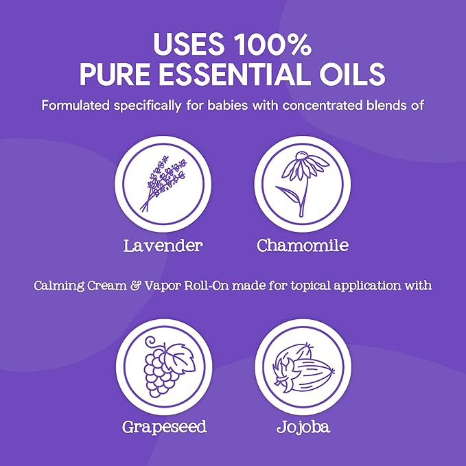 Oilogic Slumber & Sleep Bath Baby Essentials Gift Set - Includes All Over Wash, Calming Cream, Sleep Spray & Roll-On Essential Oils - Pediatrician-Tested Sleep, Comfort & Wellness Blends for Babies