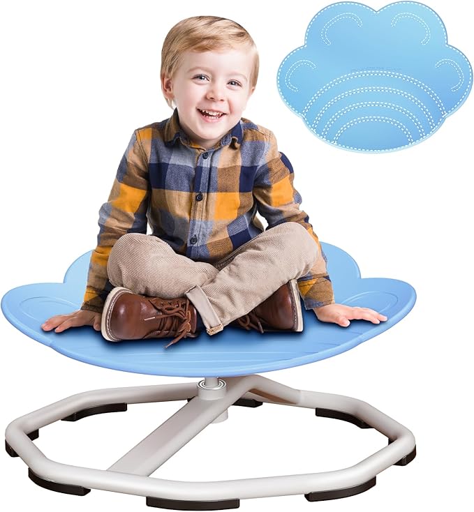 Sensory Swivel Chairs for Kids, Spinning Chair for Autistic Kids, Sit and Spin Sensory Toys, Training Body Coordination, Autism ADHD Chairs Indoor Outdoor Play Equipment (Blue)