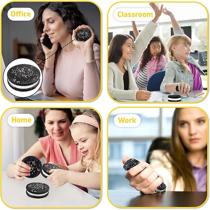 Sticky Cookie Squishies Fidget Toys Adults, Squeeze Toys Sensory Toys for Kids with Autism, Stress Balls for Adults Fidgets Birthday Gifts Party Favors for Kids(1 Pack Large Black)