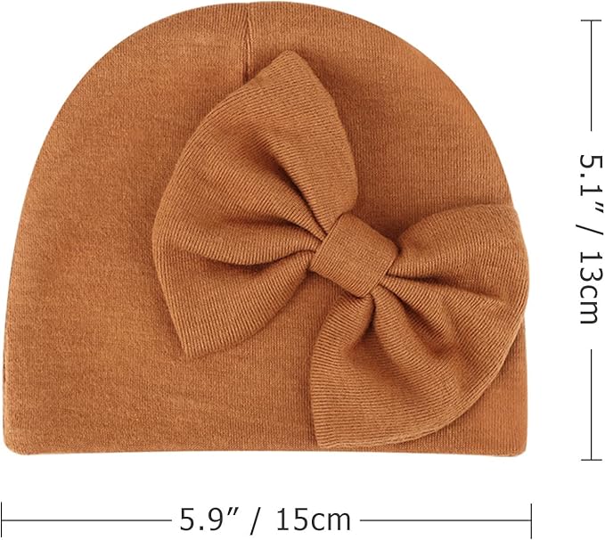 BQUBO Newborn Girls Hats Baby Hat and Mittens Set Infant Caps Bow Hospital Beanie with No Scratch Mittens for Baby Boys Girls