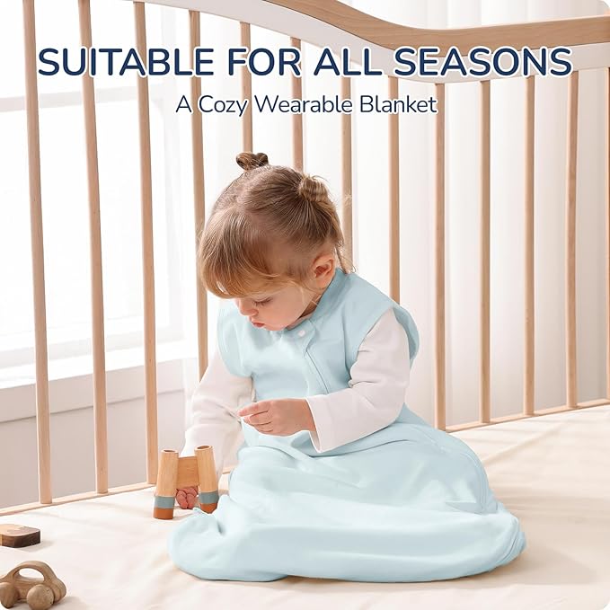 1.0 Tog 2.5 Tog Baby Sleep Sack, 100% Cotton Baby Sleeping Bag 3-24M, 2-Way Zipper Baby Wearable Blanket