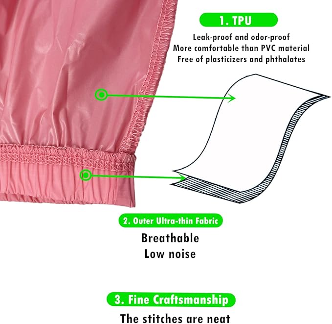 AQX Adult Leakproof Underwear for Incontinence, Washable Low Noise Reusable Adult Diaper Cover, Grey Plastic Pants Cover Unisex 2Pcs