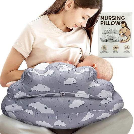Nursing Pillow – Breastfeeding Pillows with Security Fence for Enhanced Support & Comfort – Removable Cotton Cover, Adjustable Waist Strap, Newborn Essentials Must Haves Baby Registry Search