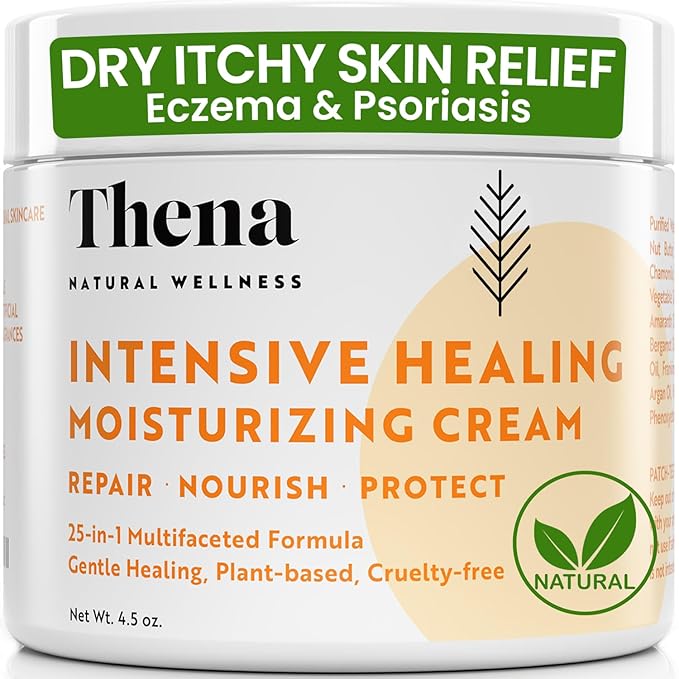 25-in-1 Healing Moisturizing Cream Dry Irritated Itchy Skin Relief - Soothes Nourishes Body Scalp Hands, Natural Moisturizer for Eczema Psoriasis Dermatitis, Adults & Kids