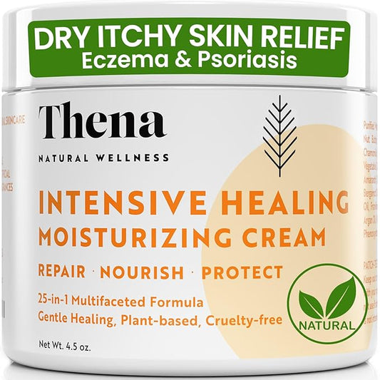25-in-1 Healing Moisturizing Cream Dry Irritated Itchy Skin Relief - Soothes Nourishes Body Scalp Hands, Natural Moisturizer for Eczema Psoriasis Dermatitis, Adults & Kids