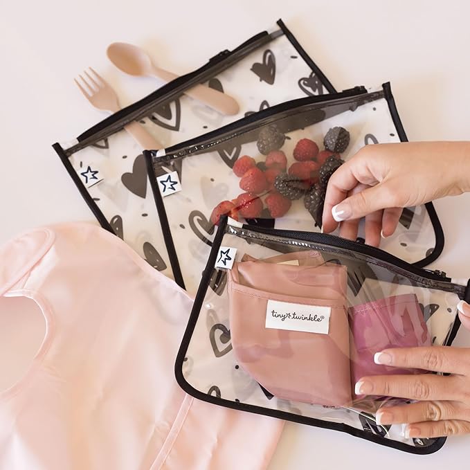 Tiny Twinkle Mess-Proof Travel Bags | TSA Airline Compliant, Zipper Closure, Clear Front Pouch, Diaper Bag Packing, Toiletry or Makeup Cosmetics Organizer