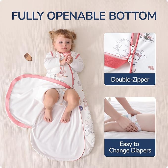 1.0 Tog 2.5 Tog Baby Sleep Sack, 100% Cotton Baby Sleeping Bag 3-24M, 2-Way Zipper Baby Wearable Blanket