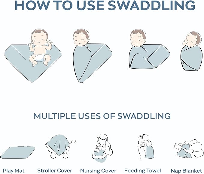 JELLYMONI Muslin Swaddle Blankets for Unisex, 2 Pack Newborn Receiving Blanket, Large 47 x 47 inches Soft Breathable Muslin Baby Blanket for Newborn Boys & Girl