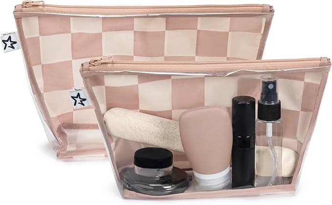 Tiny Twinkle Mess-Proof Travel Bags | TSA Airline Compliant, Zipper Closure, Clear Front Pouch, Diaper Bag Packing, Toiletry or Makeup Cosmetics Organizer