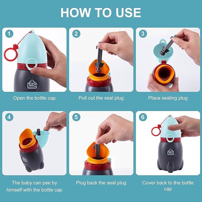 2025 Upgraded Travel Urinal for Kids,Rocket Toys Portable Emergency Urinal for Toddler,Light and Easy to Carry,Suitable for Car,Travel,Camping and Children's Urinal Potty Training(Quiet Blue)