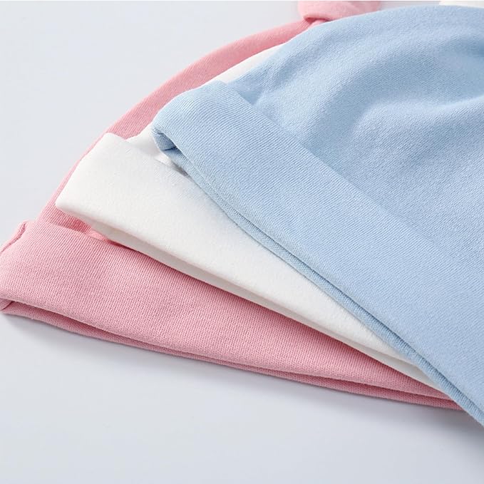 Personalized Newborn Hospital Baby Newborn Hats 3PC Set Knot Beanie Hats Soft for Infant Baby Girls Boys Caps 0-6 Months