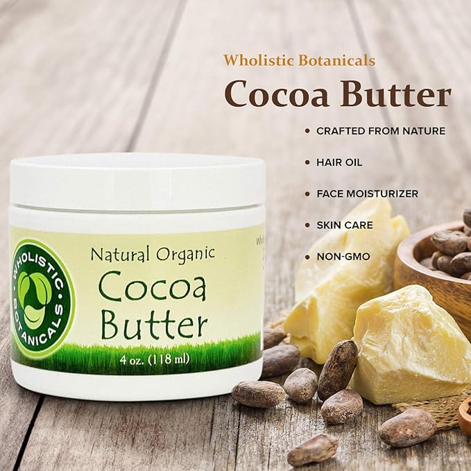 Cocoa Butter — Gluten-Free Body Lotion, Scar Cream — Cacao Powder, Stretch Mark Cream for Pregnancy — 4 oz