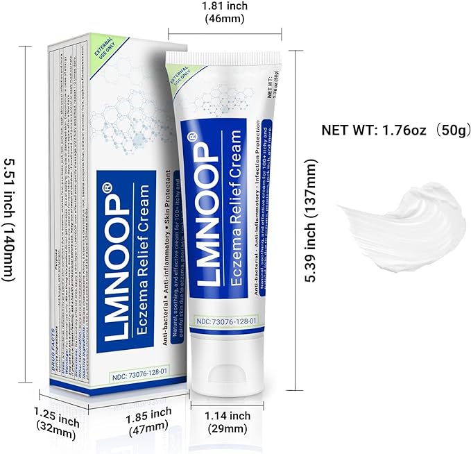 LMNOOP® Eczema Cream, Maximum Strength Treatment Ointment for Dermatitis, Rash, Psoriasis, Urticaria, Tinea Pedis, Fungal Infection, Anti-Itch, Relief for Sensitive & Irritated Skin, 1.76oz 2PCS