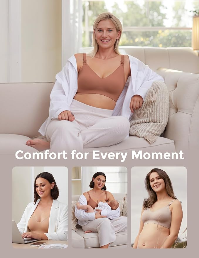 Momcozy Nursing Bras for Breastfeeding, YN21 Seamless Ultra Comfort Maternity Bra, Natural Shape, Pregnancy Sleep Bralette