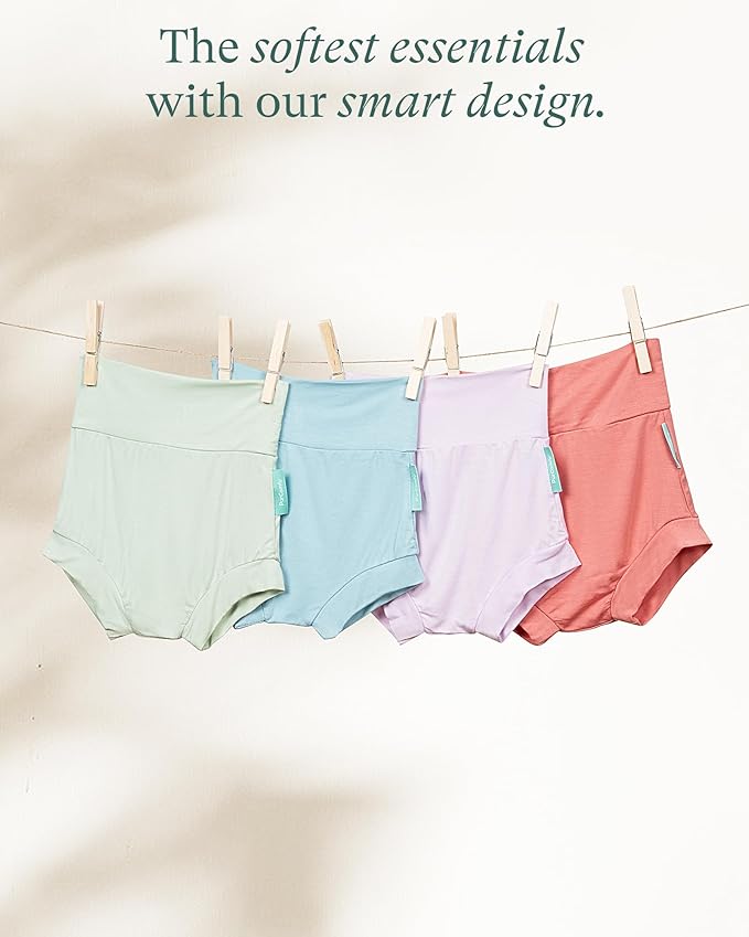 Baby Bloomers Bummies, Soft Bamboo Viscose High Waist Belly Shorts & Diaper Cover for Infant Toddler Girls Boys, 2-Pack