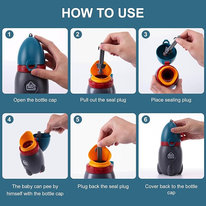 2025 Upgraded Travel Urinal for Kids,Rocket Toys Portable Emergency Urinal for Toddler,Light and Easy to Carry,Suitable for Car,Travel,Camping and Children's Urinal Potty Training(Deep Blue)