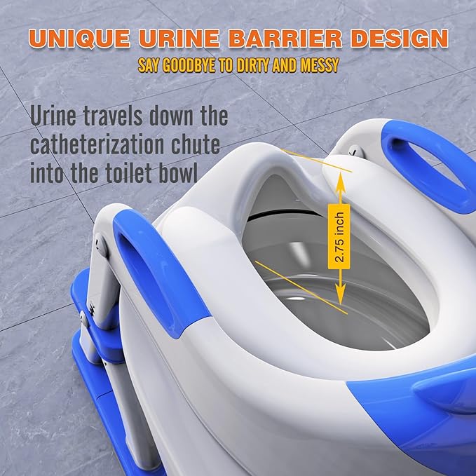 Potty Training Seat, SKYROKU Upgrade Toddler Toilet Seat for Kids Boys Girls, 2 in 1 Potty Training Toilet, Splash Guard Anti-Slip Pad Step Stool,New Sector-Shape Stabilized Base （Dark Blue）