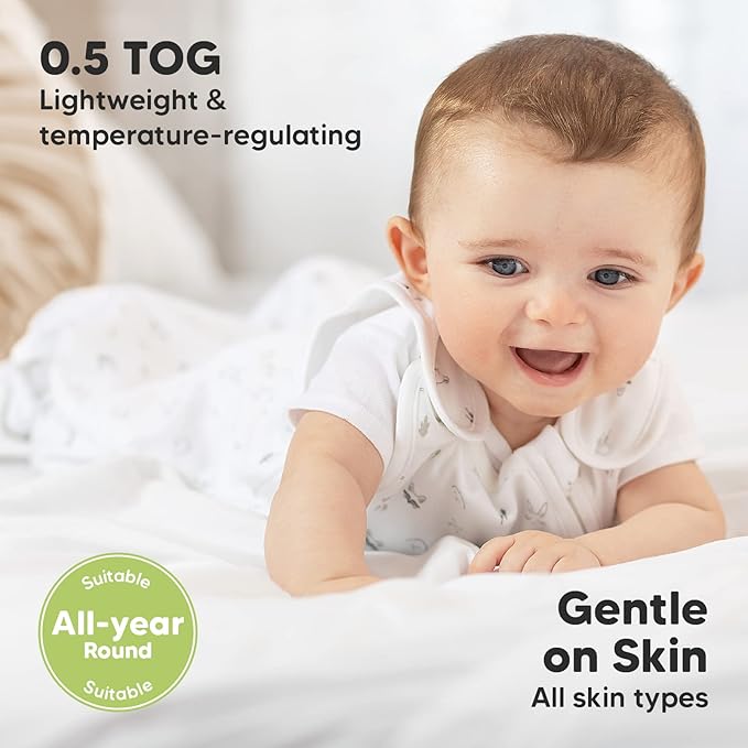 1-Pack Organic Baby Sleep Sacks, 100% Cotton - Soft & Breathable 0.5TOG Baby Wearable Blanket, Toddler Sleeping Sack 6-18 Months, Easy to Wear Transitional Swaddles for Newborns, Infants(M, KeaStory)