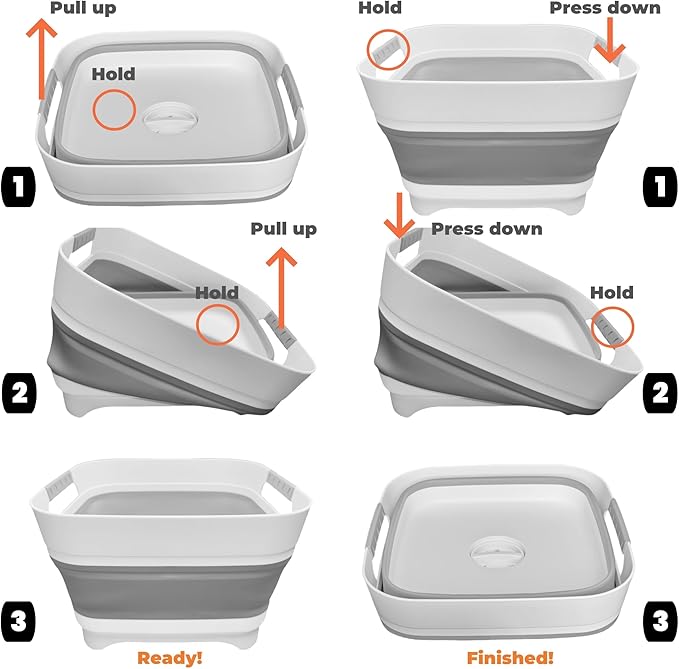 Wash Basin for Baby Bottles, Foldable, Versatile Wash Tub for Kitchen, RV, Outdoor Camping Sink, Sturdy & Easy to Clean