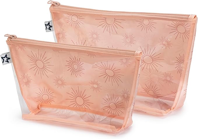Tiny Twinkle Mess-Proof Travel Bags | TSA Airline Compliant, Zipper Closure, Clear Front Pouch, Diaper Bag Packing, Toiletry or Makeup Cosmetics Organizer