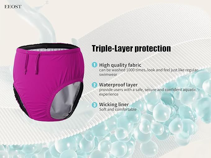 Youth Special Needs Reusable Swim Diapers Swimwear for Incontinence Cloth Diaper Covers Waterproof,Leakproof, Unisex (Pink, 3-4T)