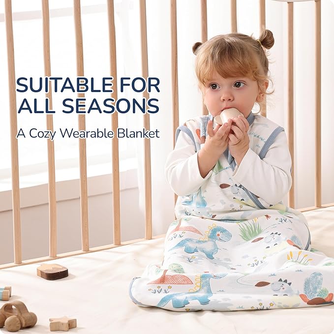 1.0 Tog 2.5 Tog Baby Sleep Sack, 100% Cotton Baby Sleeping Bag 3-24M, 2-Way Zipper Baby Wearable Blanket