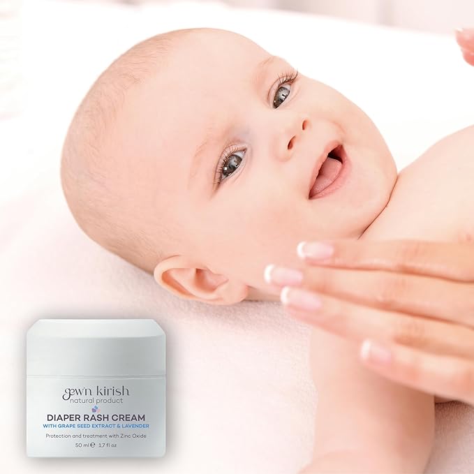 Gew’n Kirish Diaper Rash Cream – Zinc Oxide Barrier with Lavender & Grape Seed Extract | 100% Natural, Hypoallergenic, Vegan & Baby-Safe Formula, 1.7 oz (50ml)