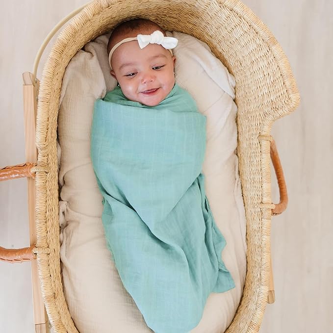 Viviland Muslin Swaddle Blankets, Breathable and Skin-Friendly Baby Receiving Blankets, 4-Pack Plants, 47 x 47 inches