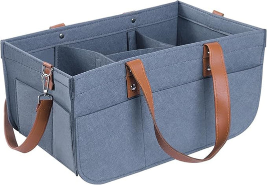 lefeke Diaper Caddy Bag,Car Organizer and Storage,Caddy Organizers with Handles and Straps, Baby Bottle Organizer for Nursery,Portable Baby Diaper Caddy(Grey)