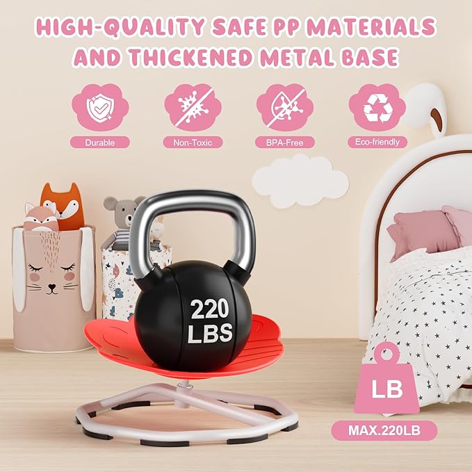 Sensory Swivel Chairs for Kids, Spinning Chair for Autistic Kids, Sit and Spin Sensory Toys, Training Body Coordination, Autism ADHD Chairs Indoor Outdoor Play Equipment (Red)