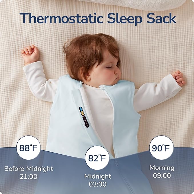 1.0 Tog 2.5 Tog Baby Sleep Sack, 100% Cotton Baby Sleeping Bag 3-24M, 2-Way Zipper Baby Wearable Blanket