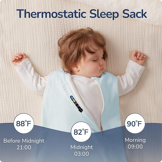 1.0 Tog 2.5 Tog Baby Sleep Sack, 100% Cotton Baby Sleeping Bag 3-24M, 2-Way Zipper Baby Wearable Blanket