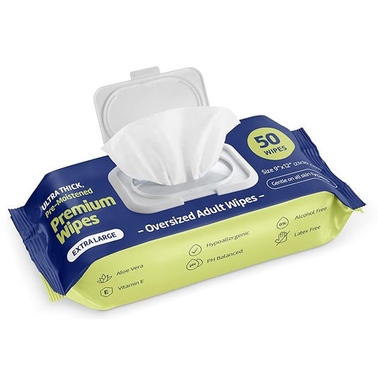 Adult Wipes Extra Large - Thicker Disposable Washcloths for Elderly Care & Shower Alternative - Fragrance-Free with Flip-To (1 Pack XXL)