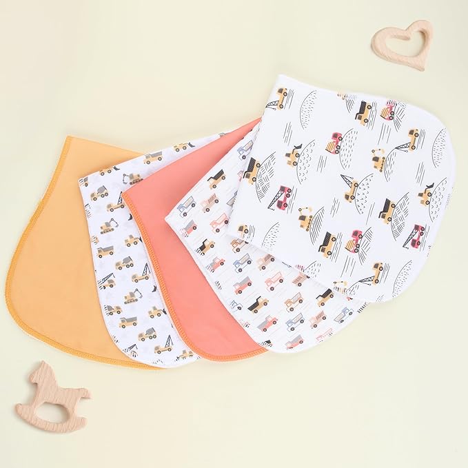 2-in-1 Burp Cloths and Baby Bibs - 6 Pack Large Super Absorbent Soft Cotton Burping Cloths for Spit Up, 3 Layers Thick Baby Burp Rags for Girls & Boys