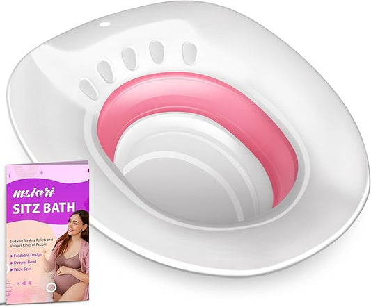 Sitz Bath for Hemorrhoids, Sitz Bath for Toilet Seat - Perineal Soaking and V Steaming, Postpartum Care - Yoni Steam Seat - Collapsible Storage - Use with Sitz Baths Salt