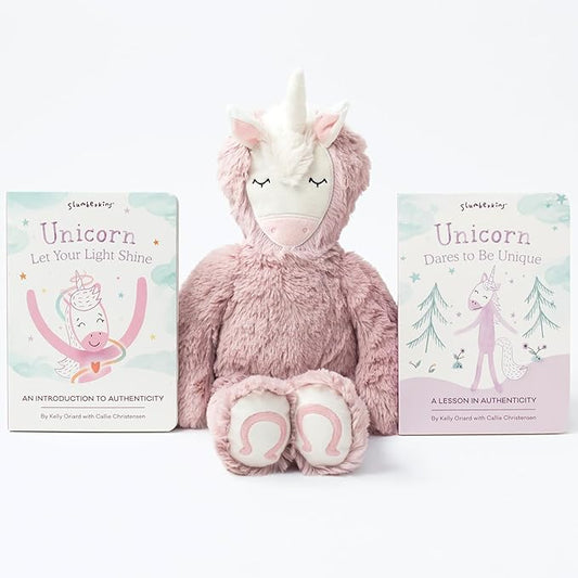 Slumberkins 14" Unicorn Kin & 2 Board Books Complete Set Bundle | Promotes Authenticity, Confidence & Healthy Friendships | Social Emotional Tools for Ages 0+ (Unicorn Kin Plush + 2 Board Books)
