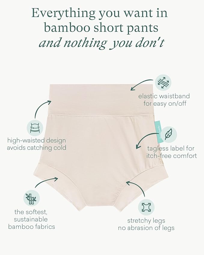 Baby Bloomers Bummies, Soft Bamboo Viscose High Waist Belly Shorts & Diaper Cover for Infant Toddler Girls Boys, 2-Pack