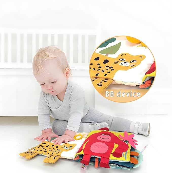 Soft Cloth Books for Baby Gift, Activity Quiet Cloth Books Developmental Toys,Interactive Baby Books for Toddlers Infants Kids Toys Gift for 0-2 Year Old Animal