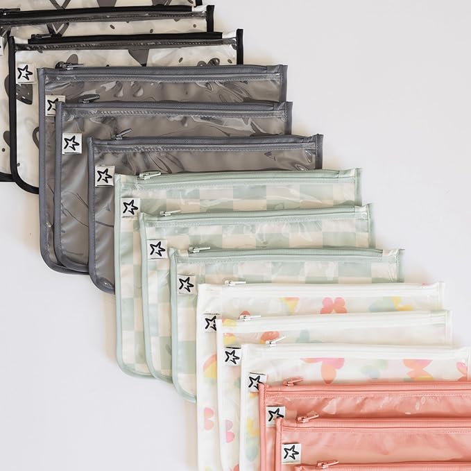 Tiny Twinkle Mess-Proof Travel Bags | TSA Airline Compliant, Zipper Closure, Clear Front Pouch, Diaper Bag Packing, Toiletry or Makeup Cosmetics Organizer