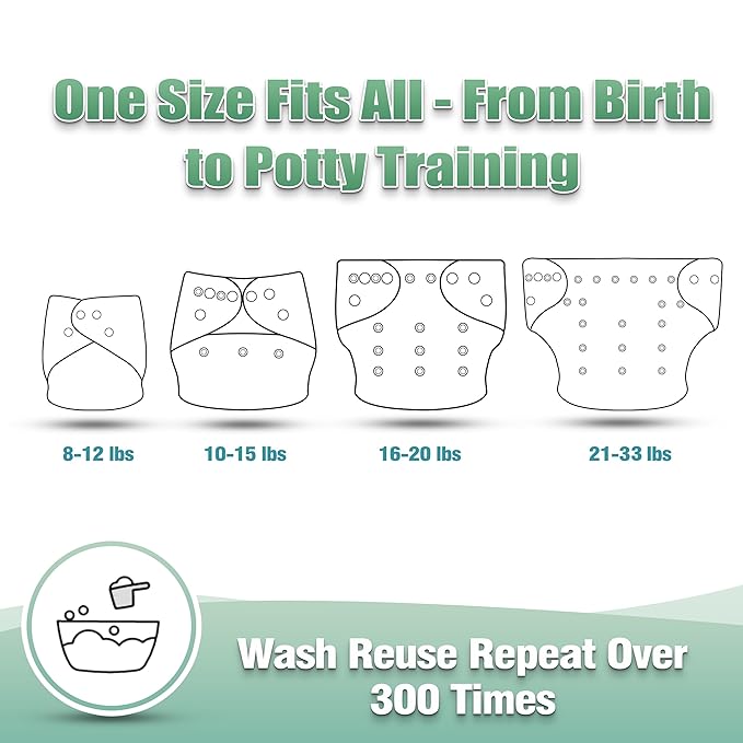 Wegreeco Cloth Diapers 6 Pack with Inserts & Wet Bag, Washable Reusable Diapers for Babies, One Size Adjustable (Abstract Geometrical)