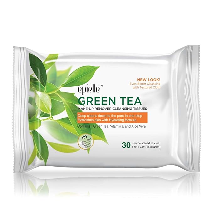 Epielle Makeup Remover Wipes, Remove Dirt, Oil, Waterproof Mascara, Gentle Daily Facial Cleanser Towelettes with Witch Hazel, Cica & Green Tea, Hypoallergenic & Alcohol-Free, 30 Count (Pack of 6)