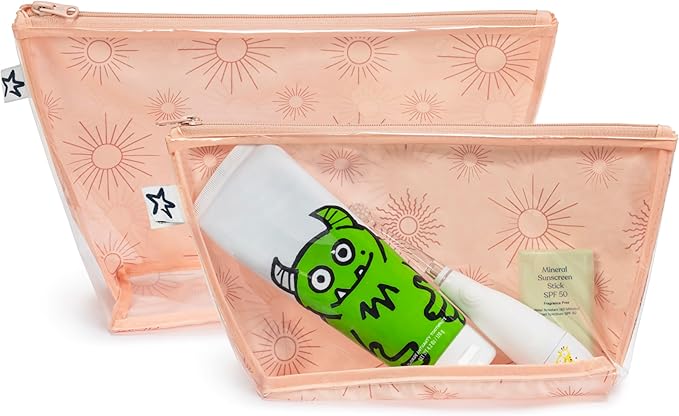 Tiny Twinkle Mess-Proof Travel Bags | TSA Airline Compliant, Zipper Closure, Clear Front Pouch, Diaper Bag Packing, Toiletry or Makeup Cosmetics Organizer