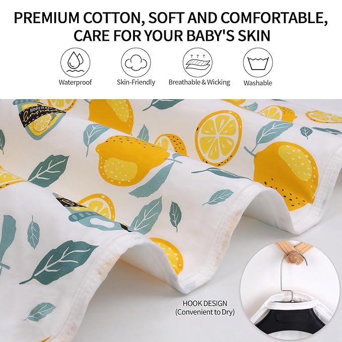 2Pcs Diaper Changing Pads for Baby, Lemon Change Mat, 3Layers Waterproof Change Pad Foldable Absorbent Mats for Women, Reusable Incontinence Underpads for Patient 24''x30'' (Lemon Blue Duck)