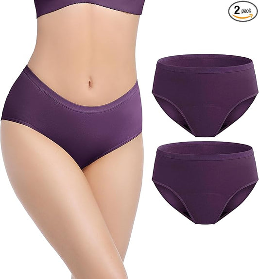 Incontinence Underwear for Women Washable, 2 oz Maximum Abosrbency Panties for Bladder Leak Proof Protection 2 Pack (Berry, L)