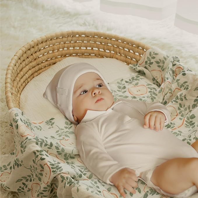 Gllquen Baby Muslin Swaddle Blankets 4-Pack Breathable Receiving Blankets (35" x 40") Soft Baby Blankets for Girls and Boys Newborn Essentials Muslin Burp Cloths Swaddle Wrap Baby Gift(Apple Paradise)