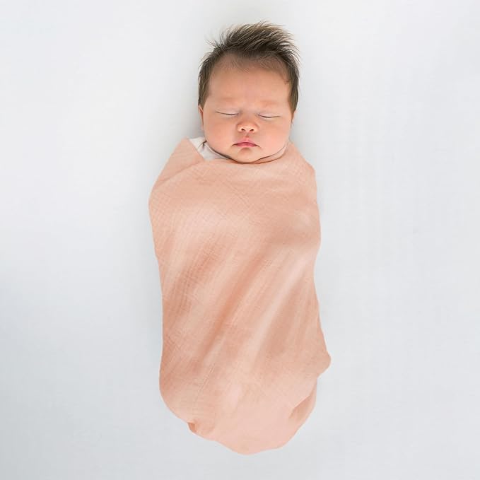 SwaddleDesigns Cotton Muslin Swaddle Blanket, Receiving Blanket for Baby Girls, Best Registry Gift, 46x46 inches, Pink and Gold Shimmer Stripes