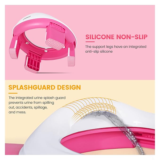Orzbow Portable Potty Seat for Toddler Travel, Potty Training Toilet for Boys and Girls 18+ Months, Includes Storage Bag and 40pcs Disposable Liners, Travel Toddler Toilet Seat with Splash Guard, Pink