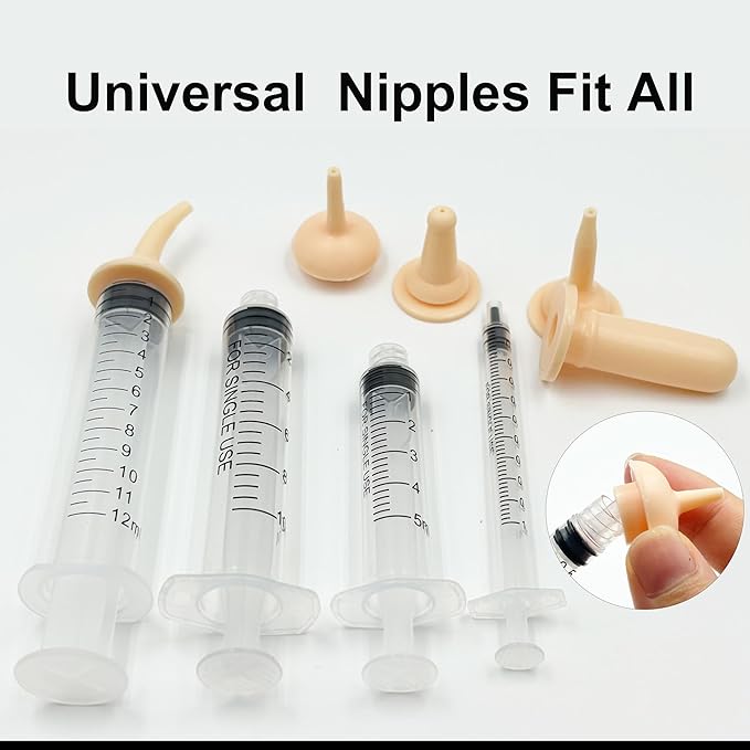 Newborn Kitten Feeding Kit with Kitten Bottles for Nursing Newborn, Kitten Nipples for Feeding, Kitten Syringe for Feeding, Puppy Feeding Bottle, Cat Bottles for Kittens, BPA-Free Feeding Tools