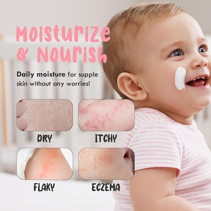 elleybear Daily Baby Moisturizing Cream | Korean Baby Face Cream for Sensitive Skin | Hypoallergenic & Vegan Formula with Tamanu oil | Hydrating Moisturizer for Dry Skin (1.35 fl oz)